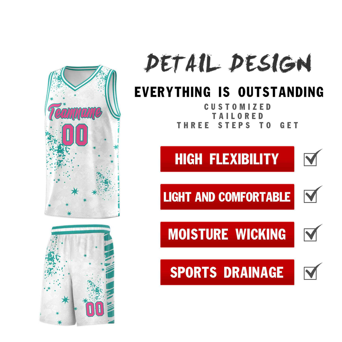 Custom White Aqua Vice Burst Galactic Graffiti Breathable Basketball Jersey