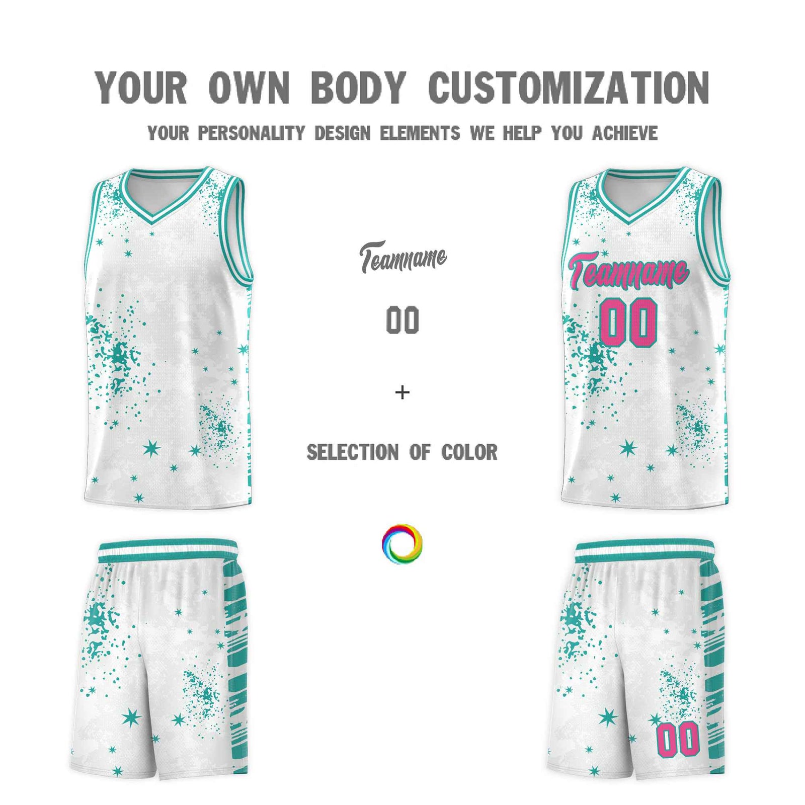 Custom White Aqua Vice Burst Galactic Graffiti Breathable Basketball Jersey