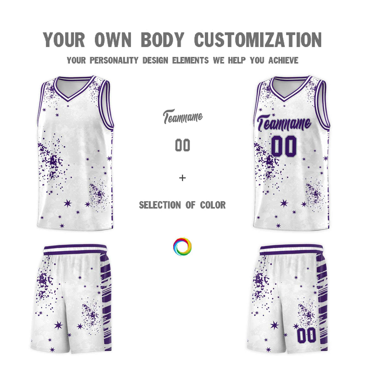 Custom White Purple Vice Burst Galactic Graffiti Moisture-Wicking Basketball Jersey
