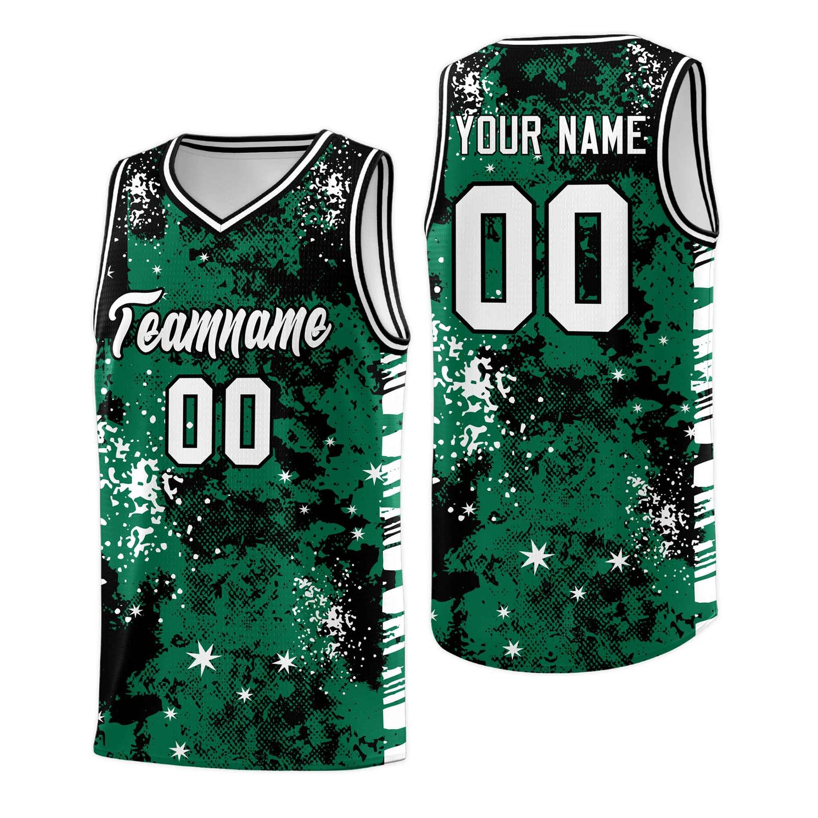 Custom Kelly Green Black Vice Burst Galactic Graffiti Wrinkle-Resistant Basketball Jersey