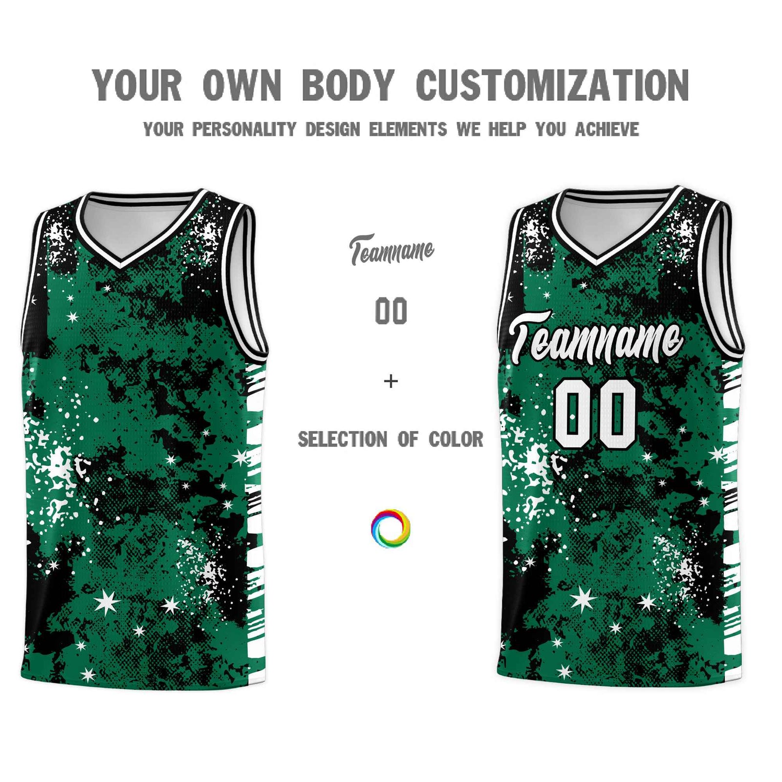 Custom Kelly Green Black Vice Burst Galactic Graffiti Wrinkle-Resistant Basketball Jersey
