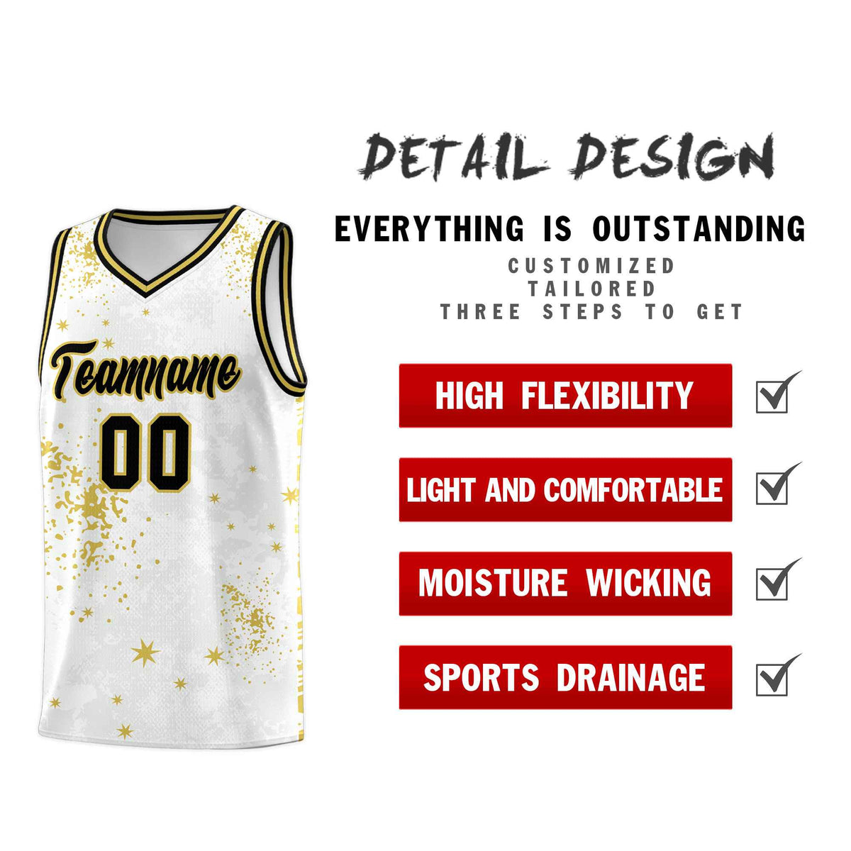 Custom White Old Gold Vice Burst Galactic Graffiti Quick-Drying Basketball Jersey