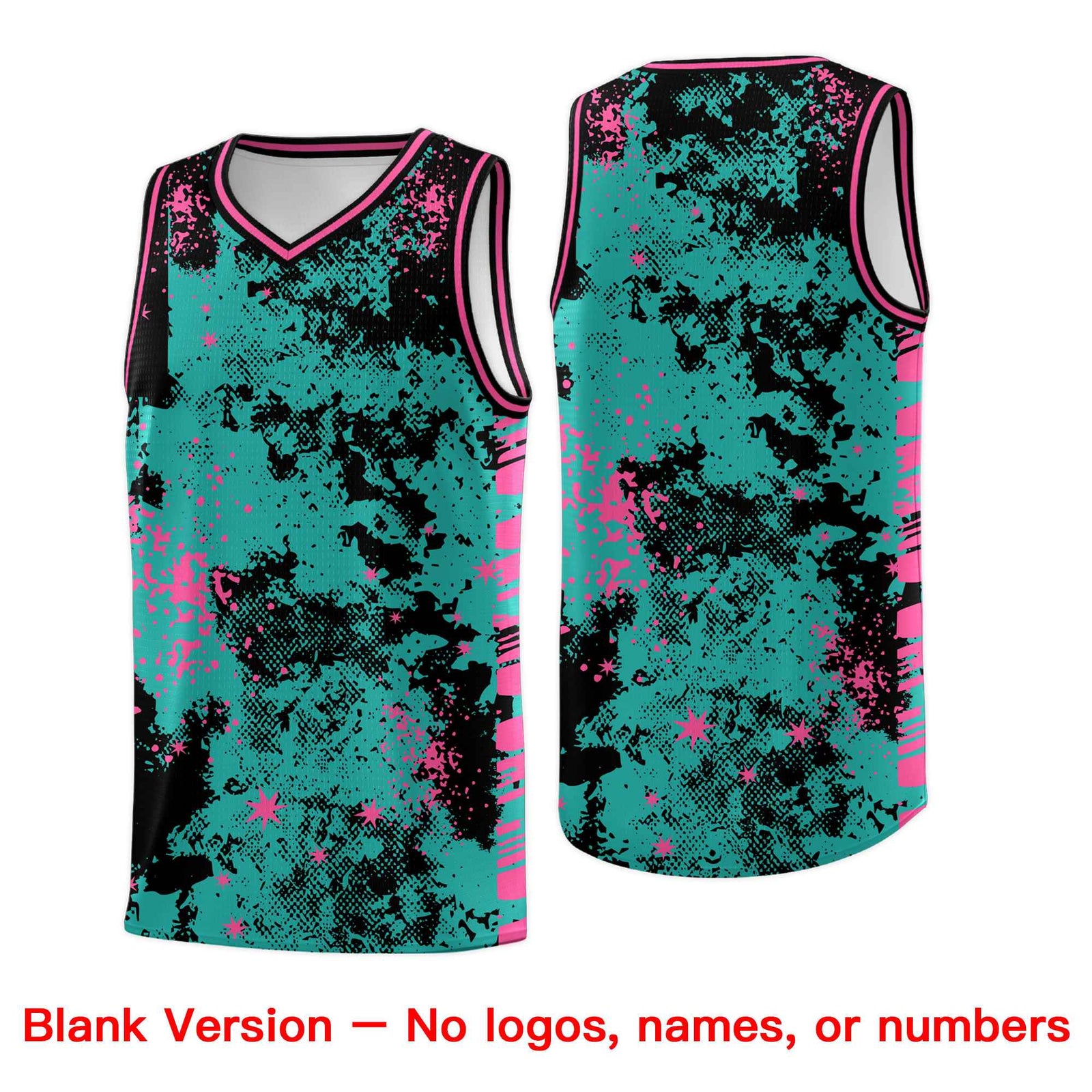 Custom Aqua Black Vice Burst Galactic Graffiti Drapable Basketball Jersey