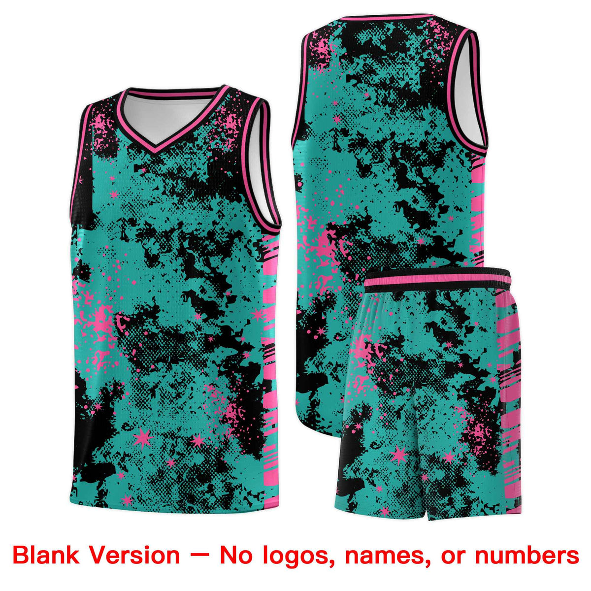 Custom Aqua Black Vice Burst Galactic Graffiti Drapable Basketball Jersey