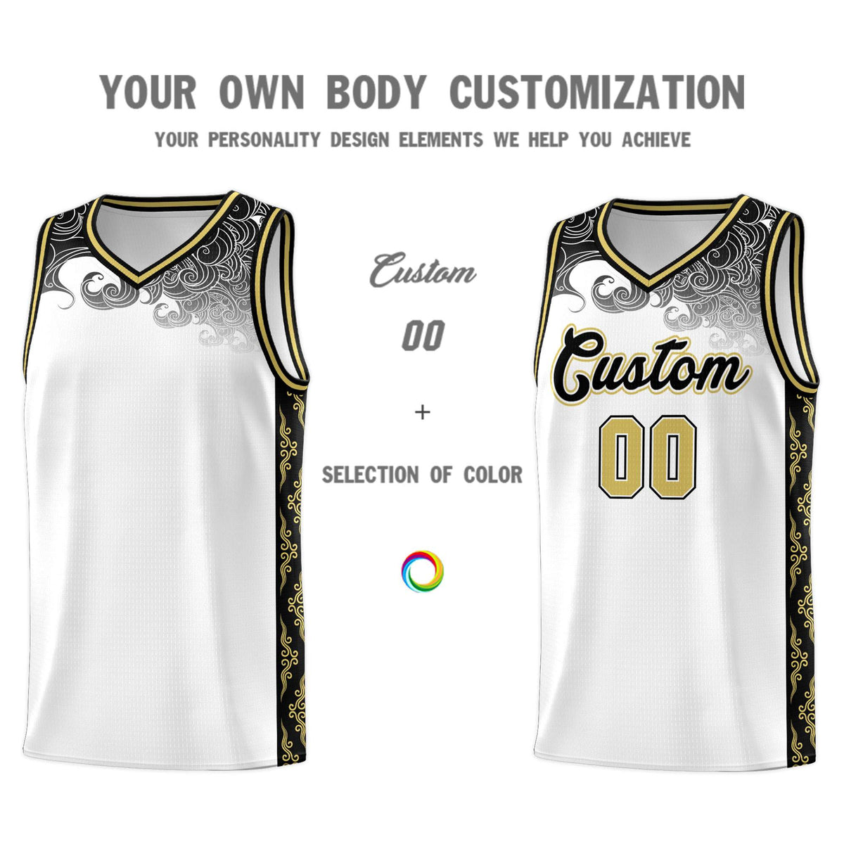 Custom White Personalized Cloud Pattern Sports Sets Uniform Basketball Jersey