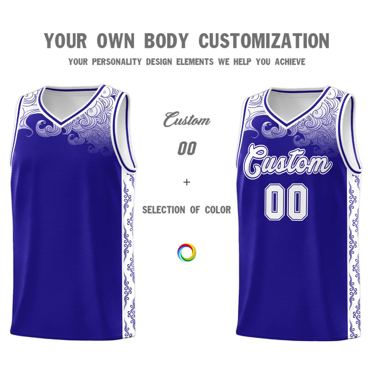 Custom Royal Personalized Cloud Pattern Sports Sets Uniform Basketball Jersey