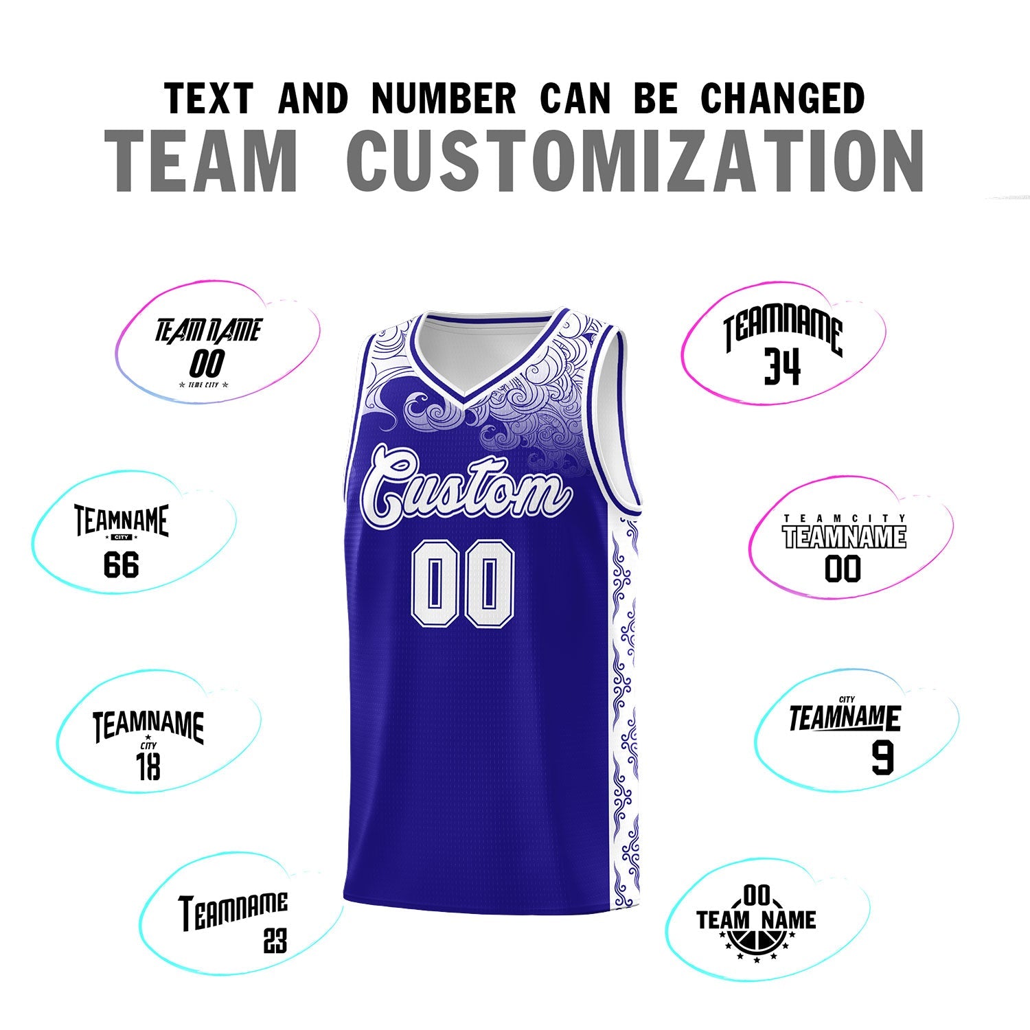 Custom Royal Personalized Cloud Pattern Sports Sets Uniform Basketball Jersey
