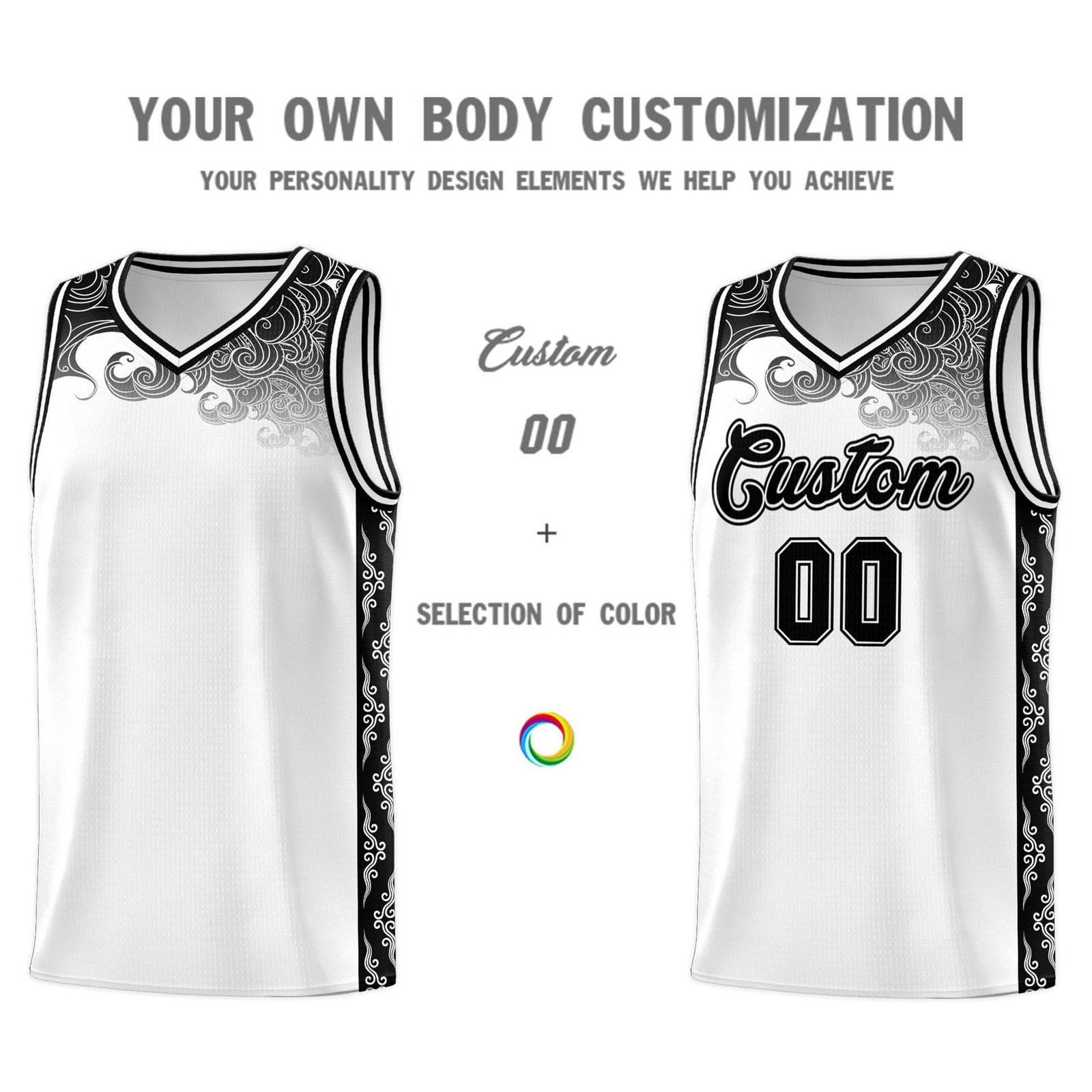 Custom White Personalized Cloud Pattern Sports Sets Uniform Basketball Jersey
