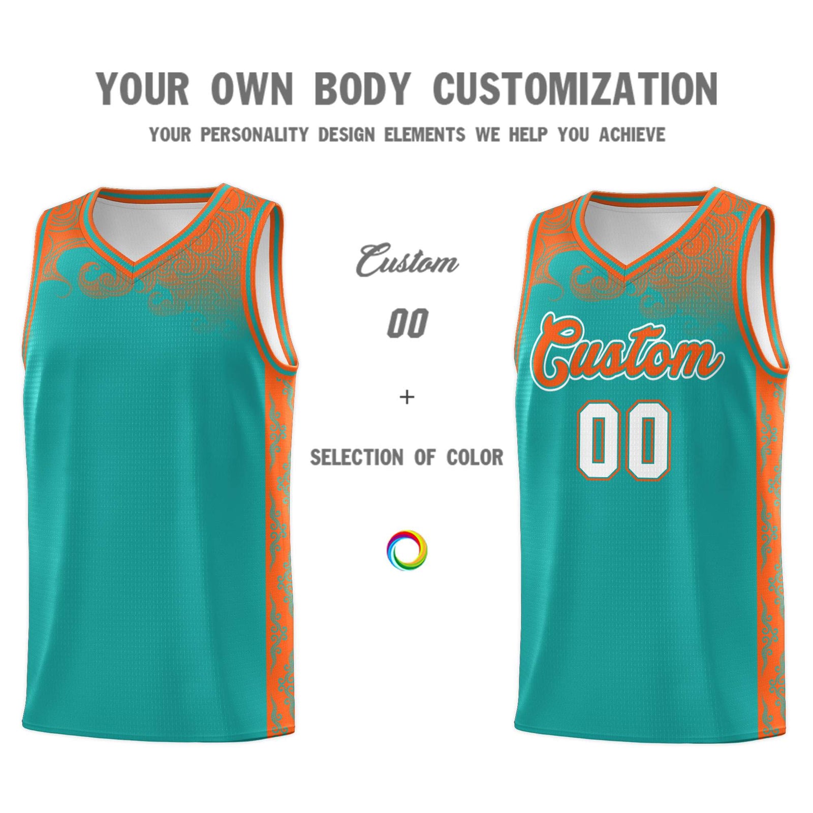 Custom Aqua Personalized Cloud Pattern Sports Sets Uniform Basketball Jersey