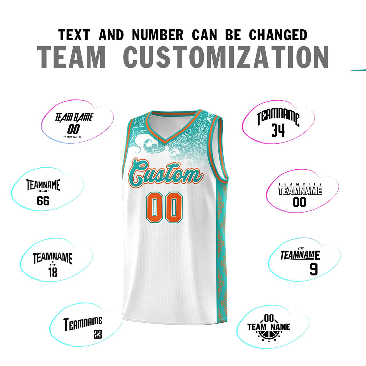 Custom White Personalized Cloud Pattern Sports Sets Uniform Basketball Jersey