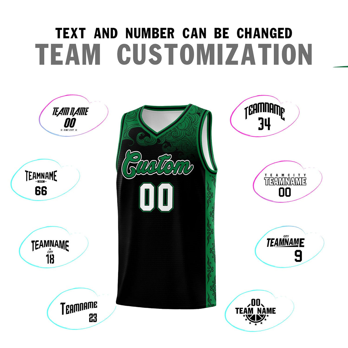 Custom Black Personalized Cloud Pattern Sports Sets Uniform Basketball Jersey