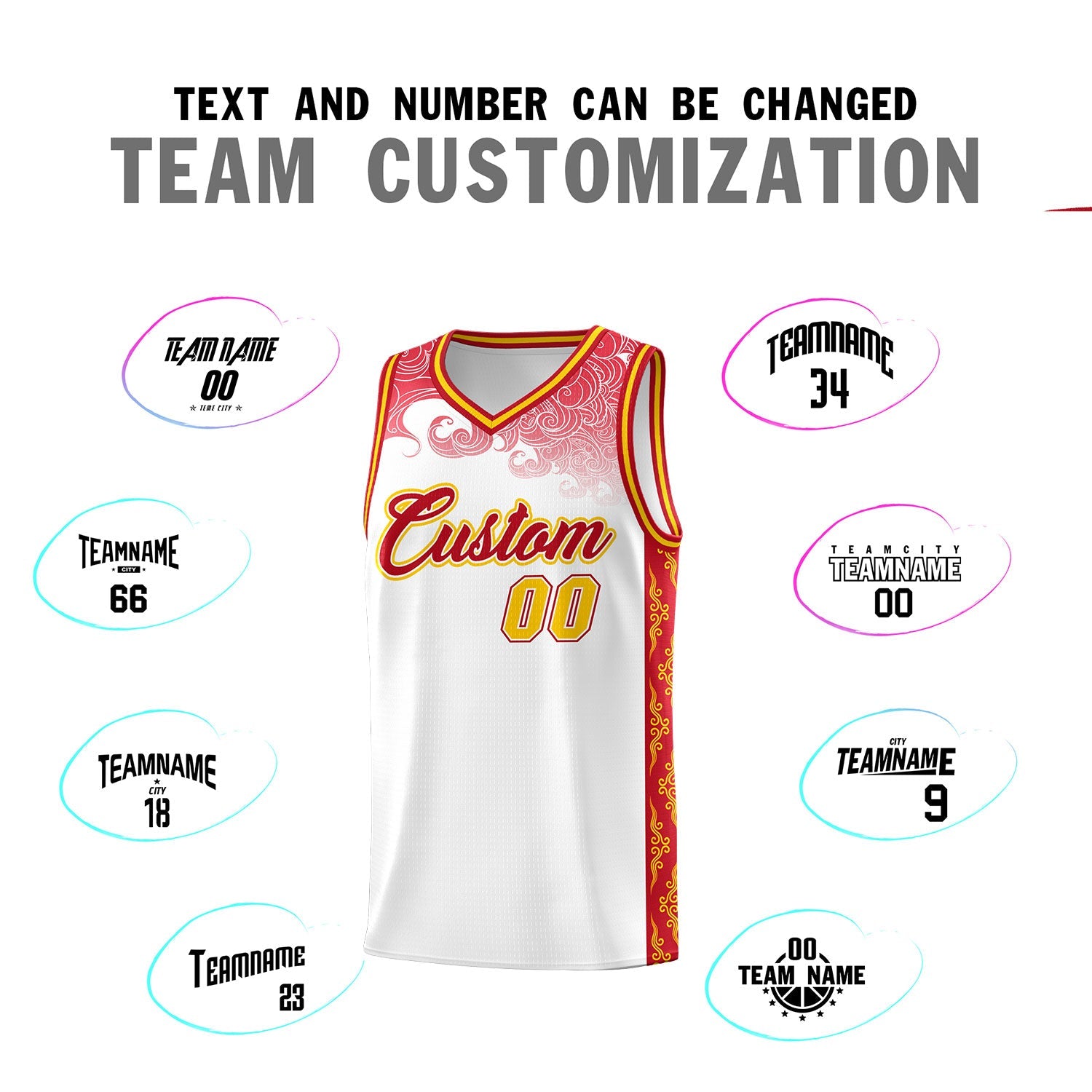 Custom White Personalized Cloud Pattern Sports Sets Uniform Basketball Jersey