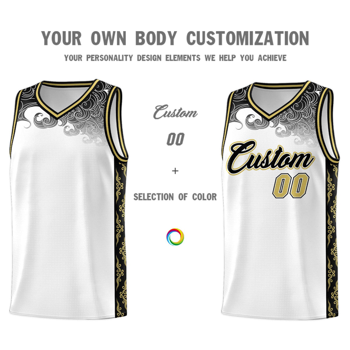 Custom White Personalized Cloud Pattern Sports Sets Uniform Basketball Jersey