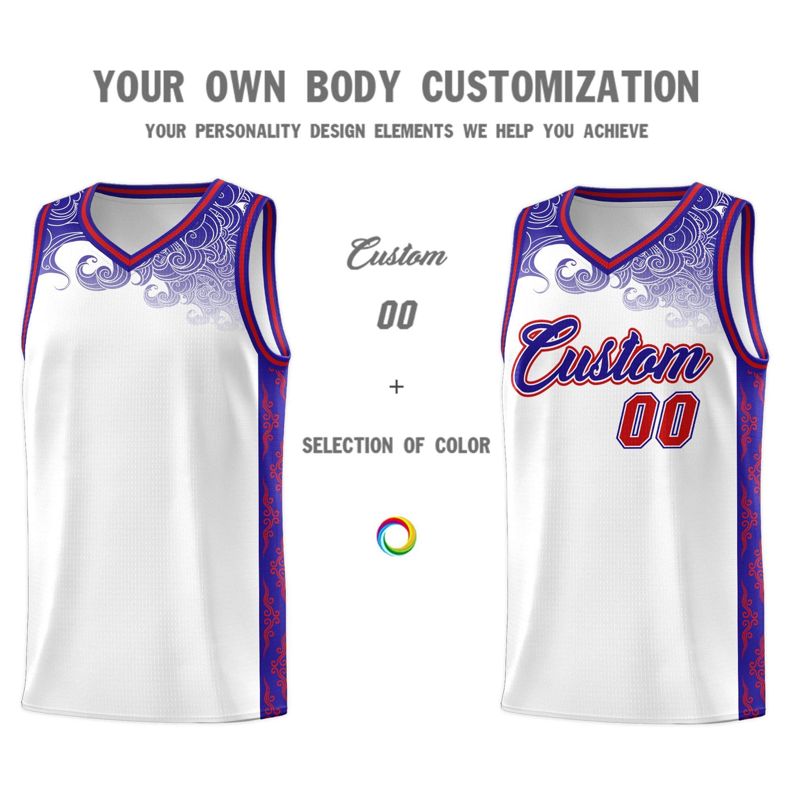 Custom White Personalized Cloud Pattern Sports Sets Uniform Basketball Jersey