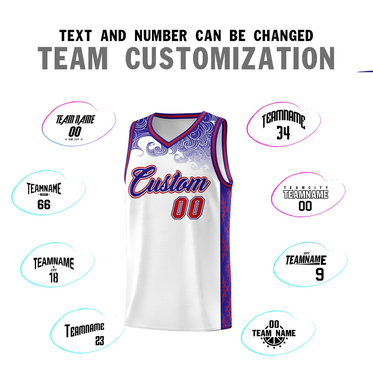 Custom White Personalized Cloud Pattern Sports Sets Uniform Basketball Jersey