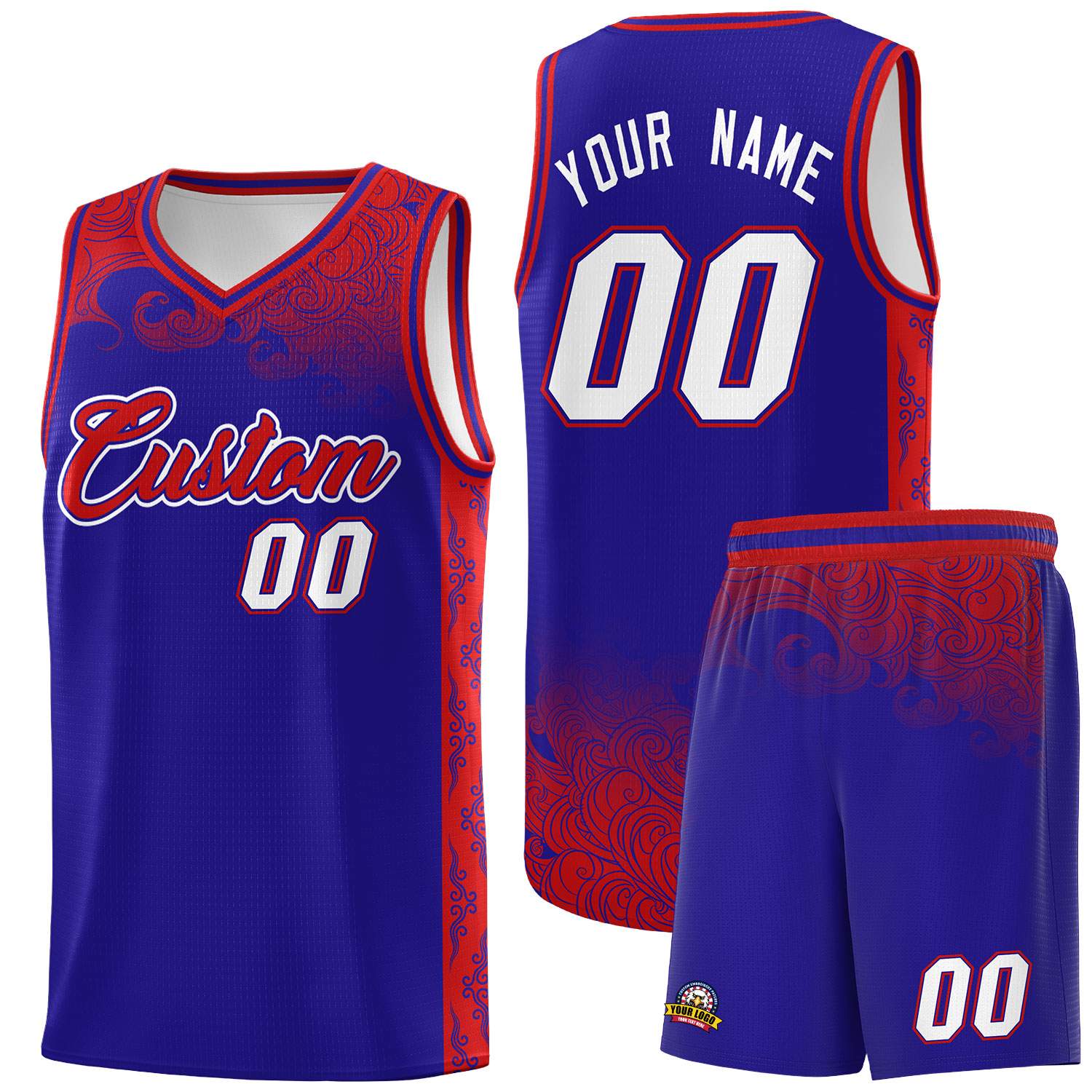 Custom Royal Personalized Cloud Pattern Sports Sets Uniform Basketball Jersey
