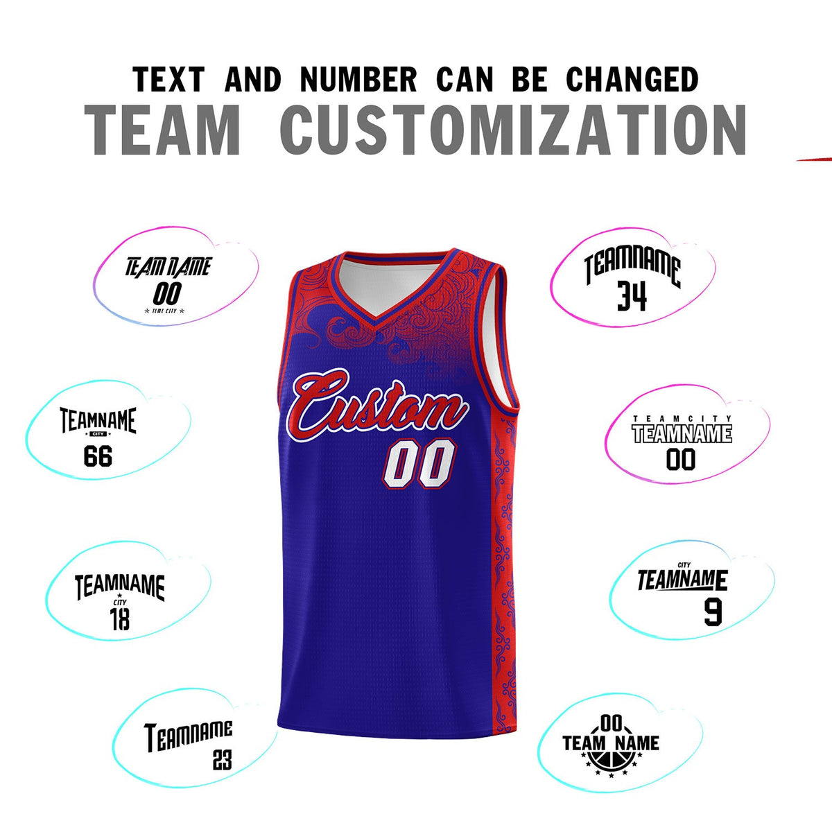Custom Royal Personalized Cloud Pattern Sports Sets Uniform Basketball Jersey