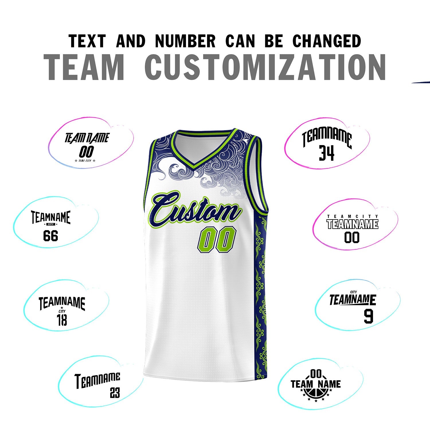 Custom White Personalized Cloud Pattern Sports Sets Uniform Basketball Jersey