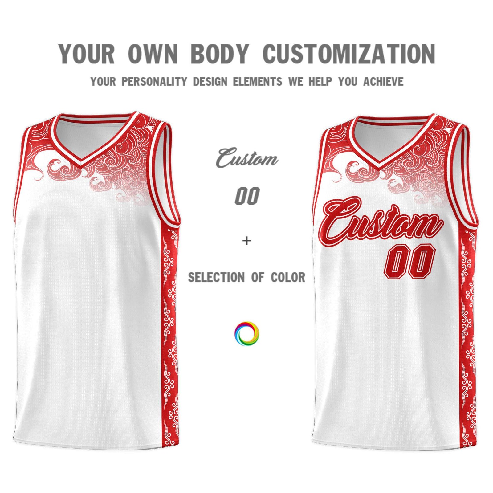Custom White Personalized Cloud Pattern Sports Sets Uniform Basketball Jersey