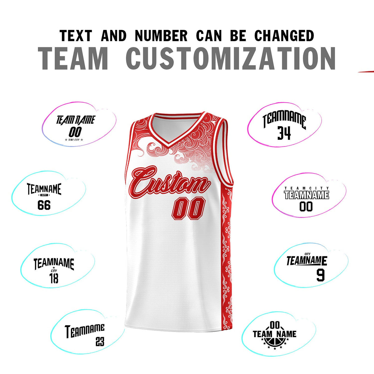 Custom White Personalized Cloud Pattern Sports Sets Uniform Basketball Jersey