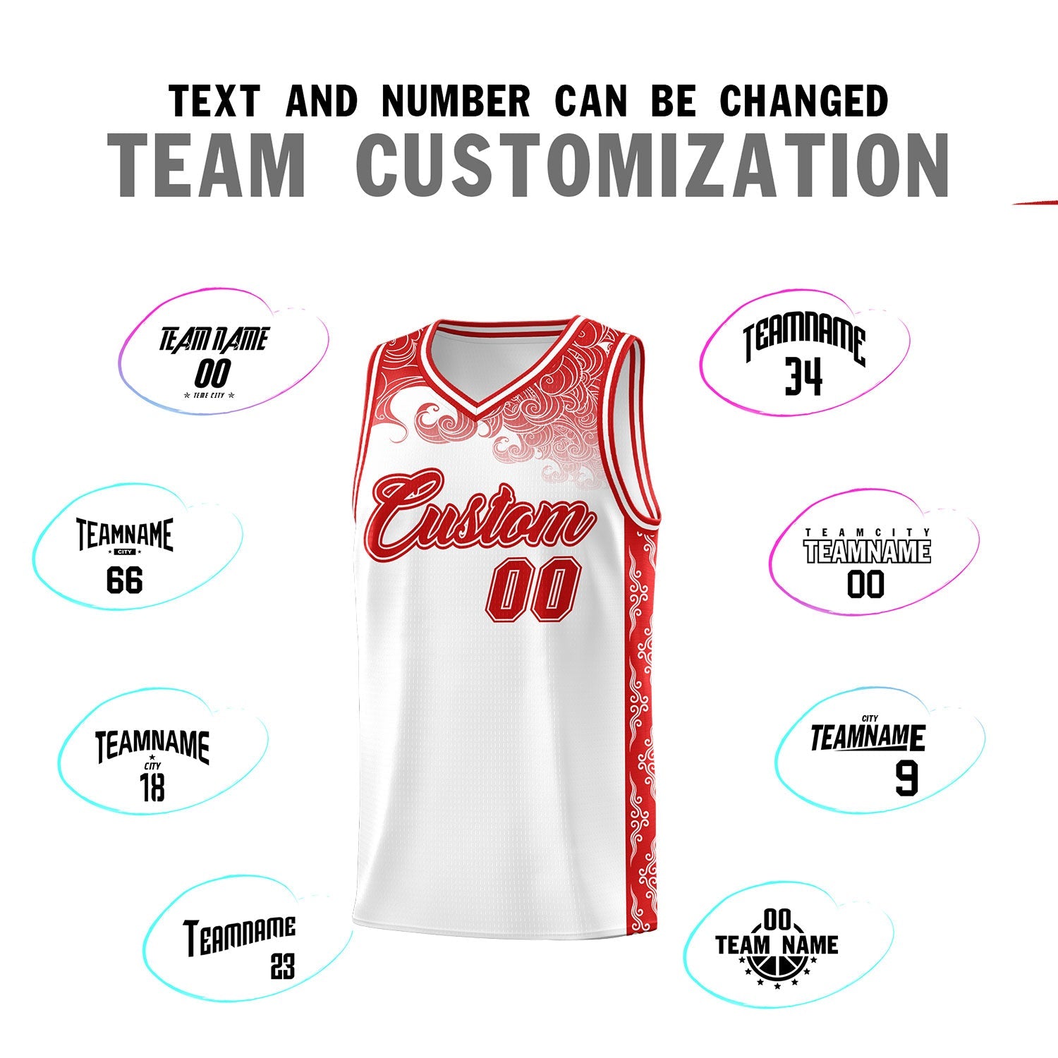 Custom White Personalized Cloud Pattern Sports Sets Uniform Basketball Jersey