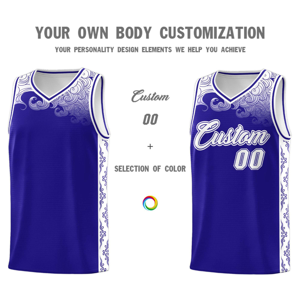 Custom Royal Personalized Cloud Pattern Sports Sets Uniform Basketball Jersey