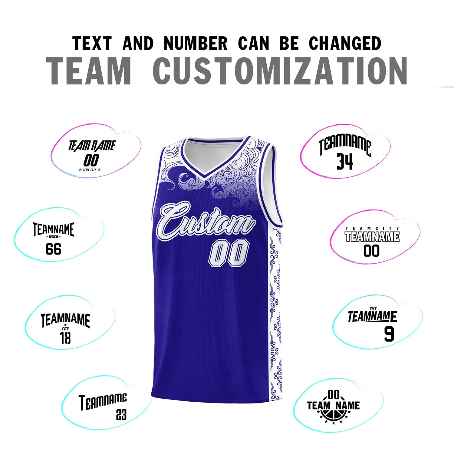 Custom Royal Personalized Cloud Pattern Sports Sets Uniform Basketball Jersey