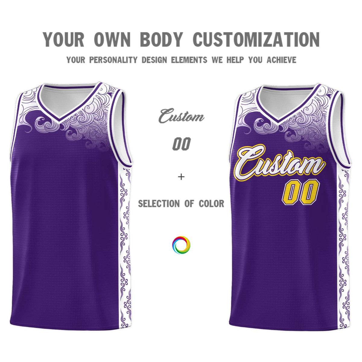 Custom Purple Personalized Cloud Pattern Sports Sets Uniform Basketball Jersey