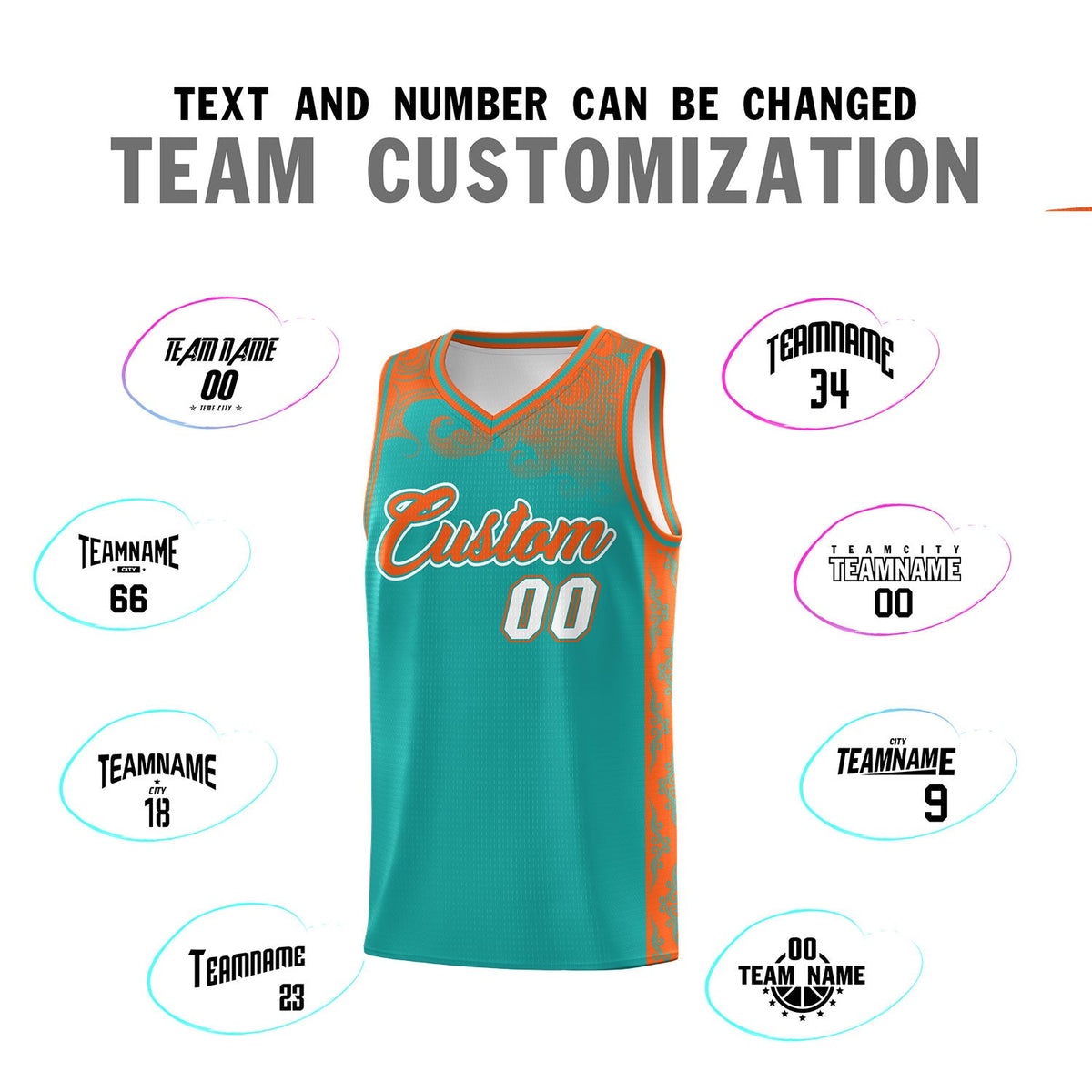 Custom Aqua Personalized Cloud Pattern Sports Sets Uniform Basketball Jersey