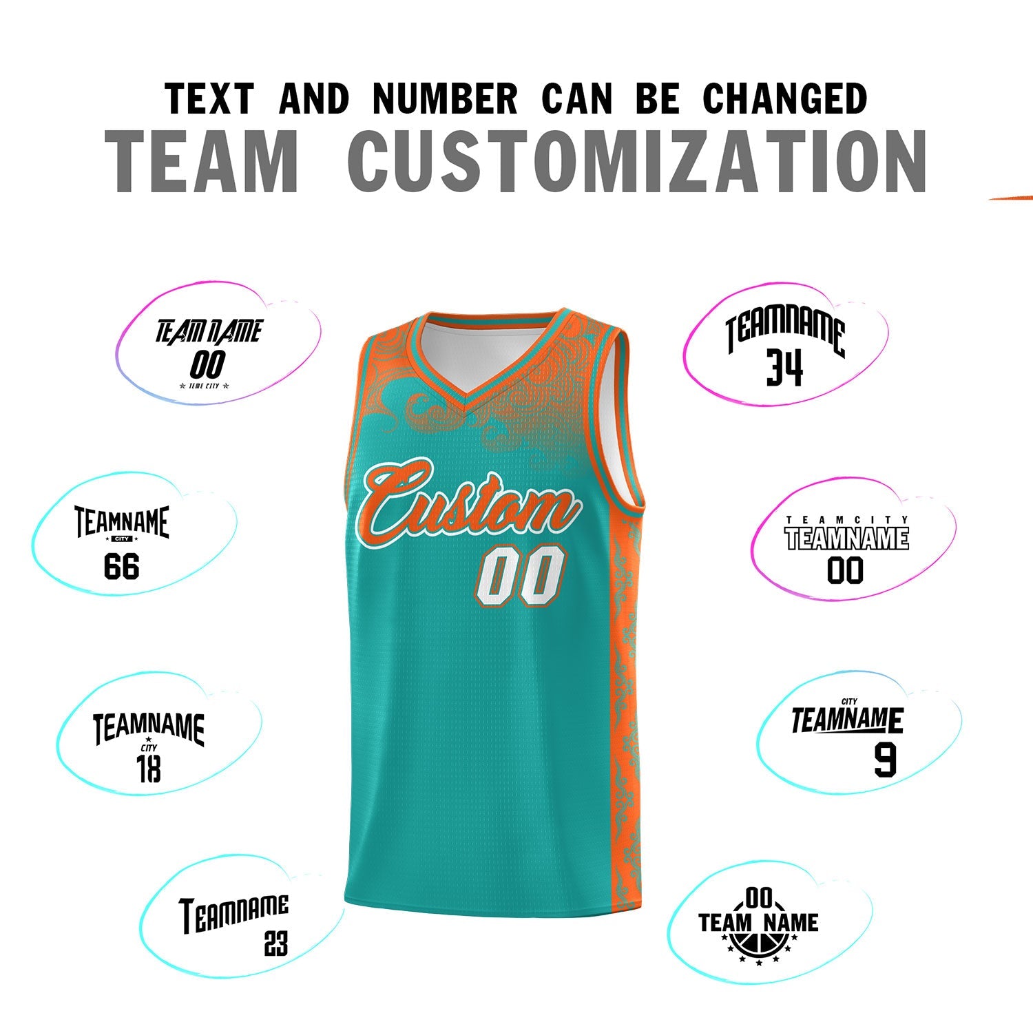 Custom Aqua Personalized Cloud Pattern Sports Sets Uniform Basketball Jersey