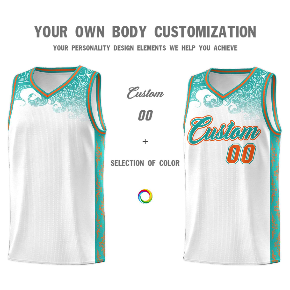 Custom White Personalized Cloud Pattern Sports Sets Uniform Basketball Jersey