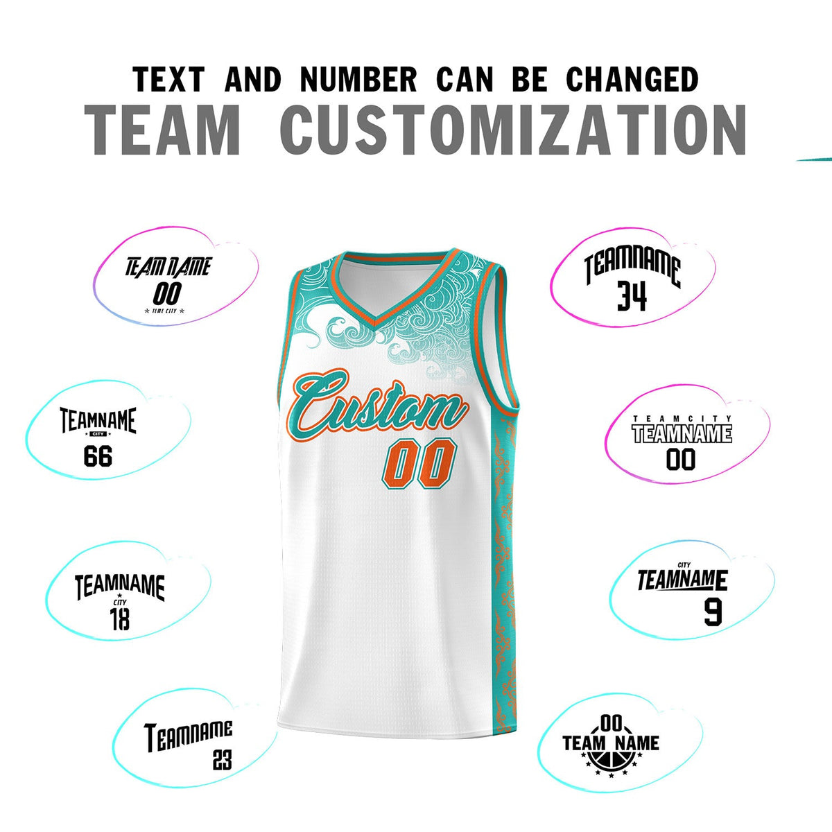 Custom White Personalized Cloud Pattern Sports Sets Uniform Basketball Jersey