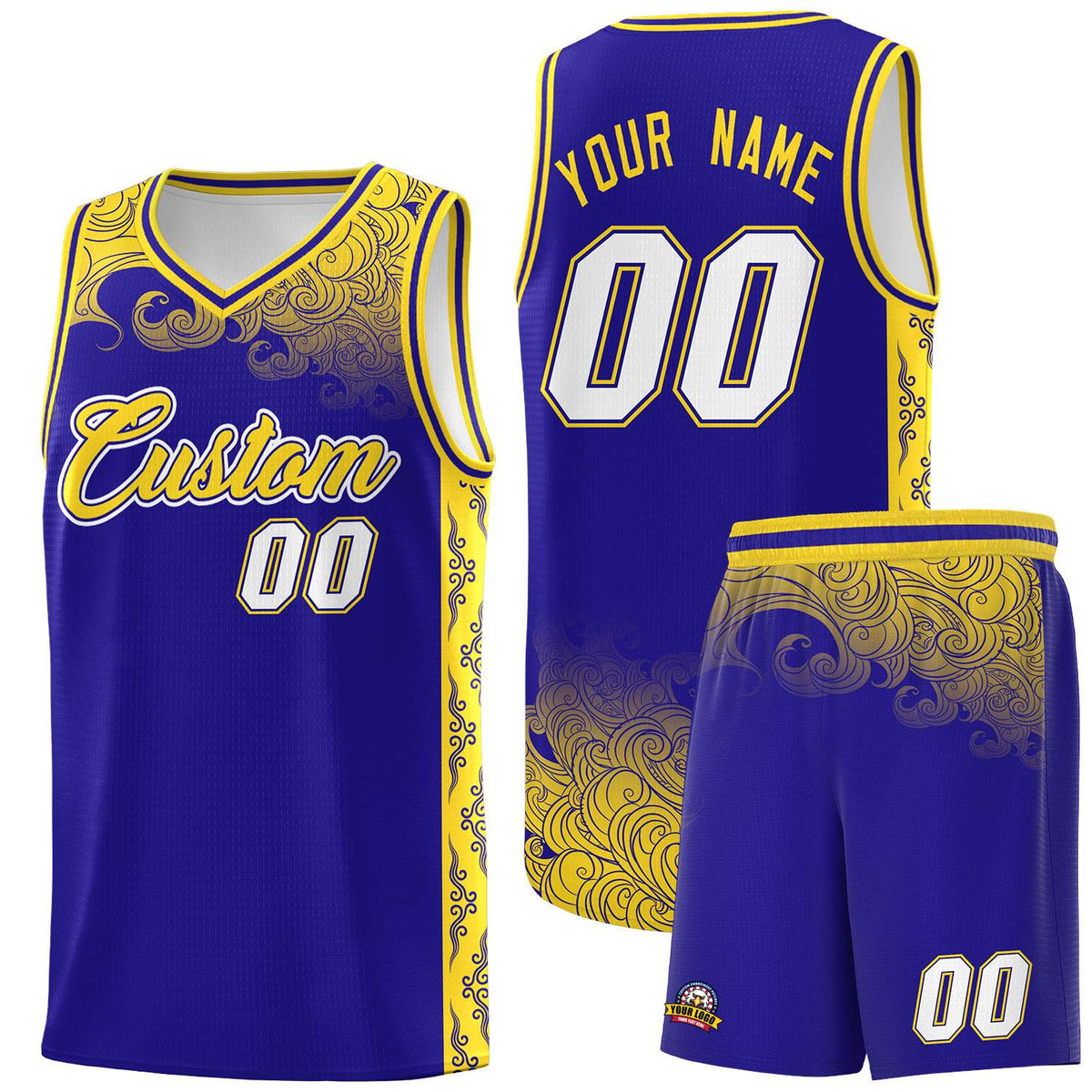 Custom Royal Personalized Cloud Pattern Sports Sets Uniform Basketball Jersey