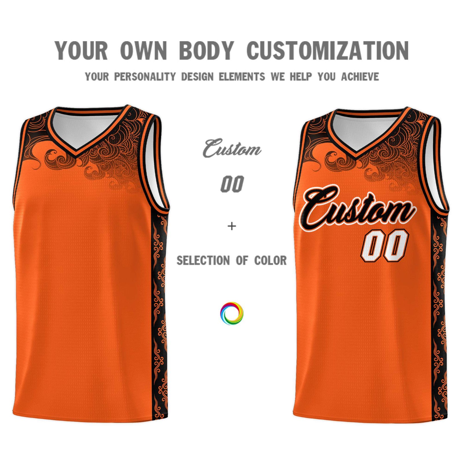 Custom Orange Personalized Cloud Pattern Sports Sets Uniform Basketball Jersey