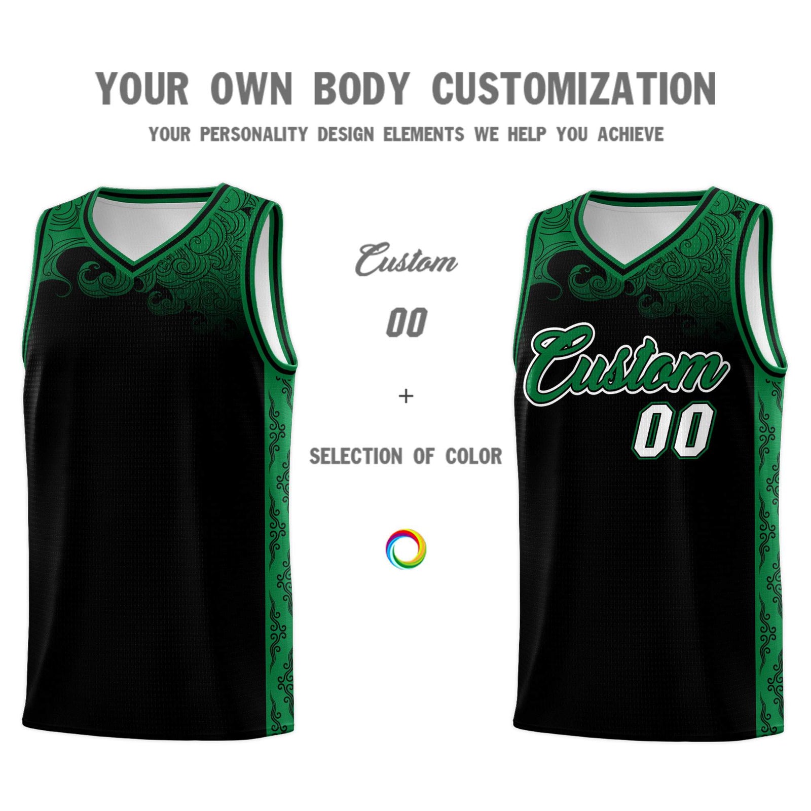 Custom Black Personalized Cloud Pattern Sports Sets Uniform Basketball Jersey