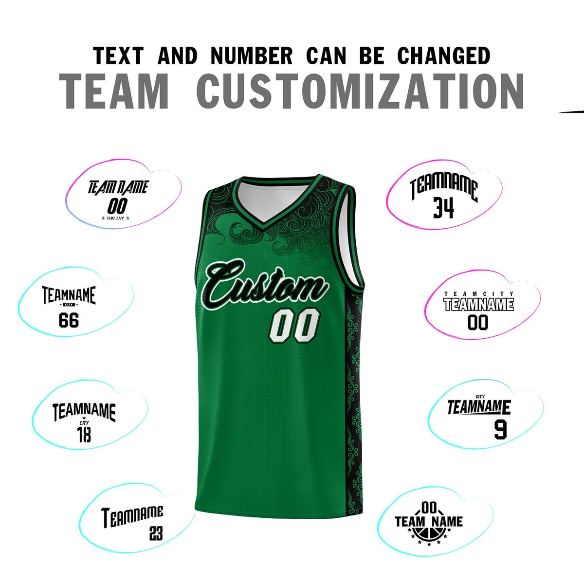 Custom Kelly Green Personalized Cloud Pattern Sports Sets Uniform Basketball Jersey