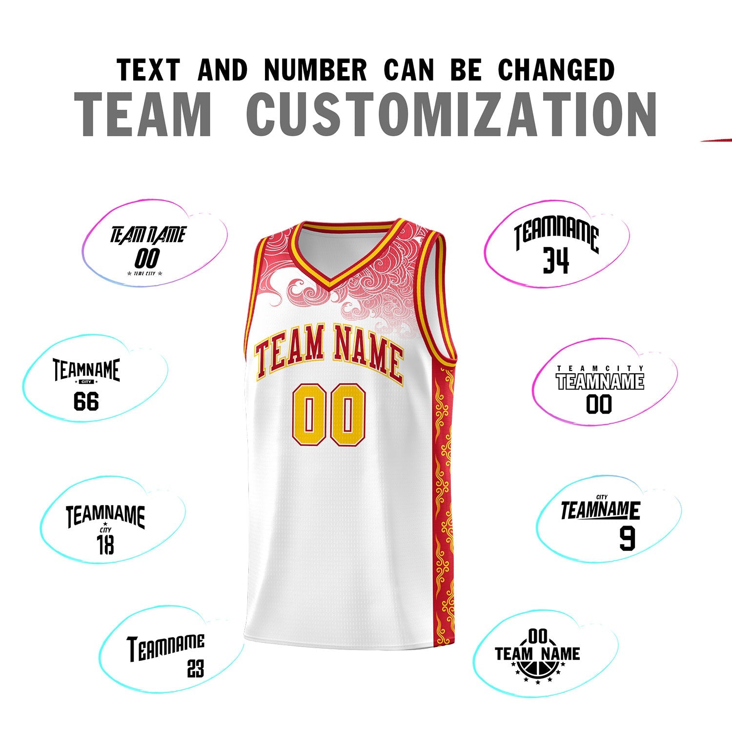 Custom White Personalized Cloud Pattern Sports Sets Uniform Basketball Jersey