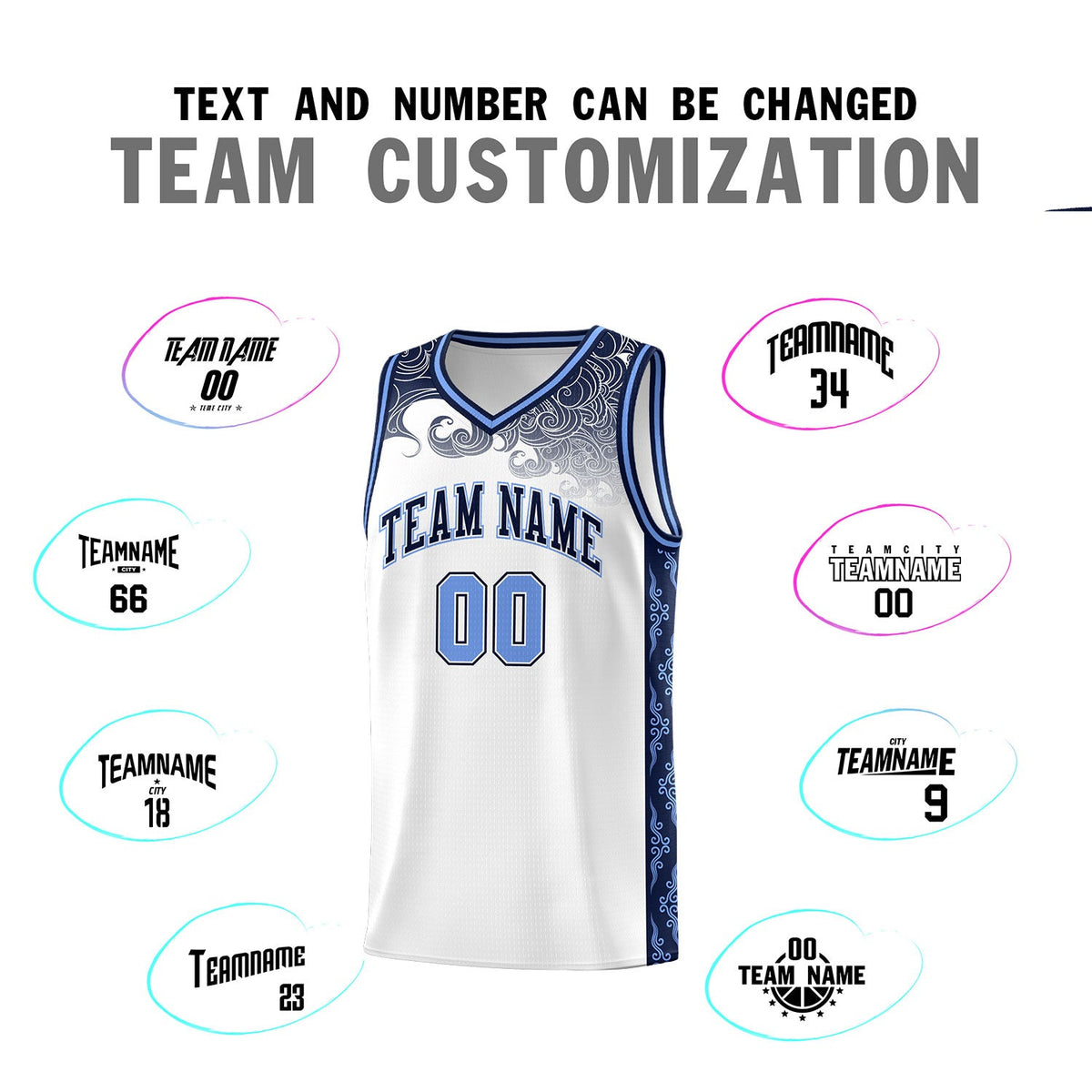 Custom White Personalized Cloud Pattern Sports Sets Uniform Basketball Jersey