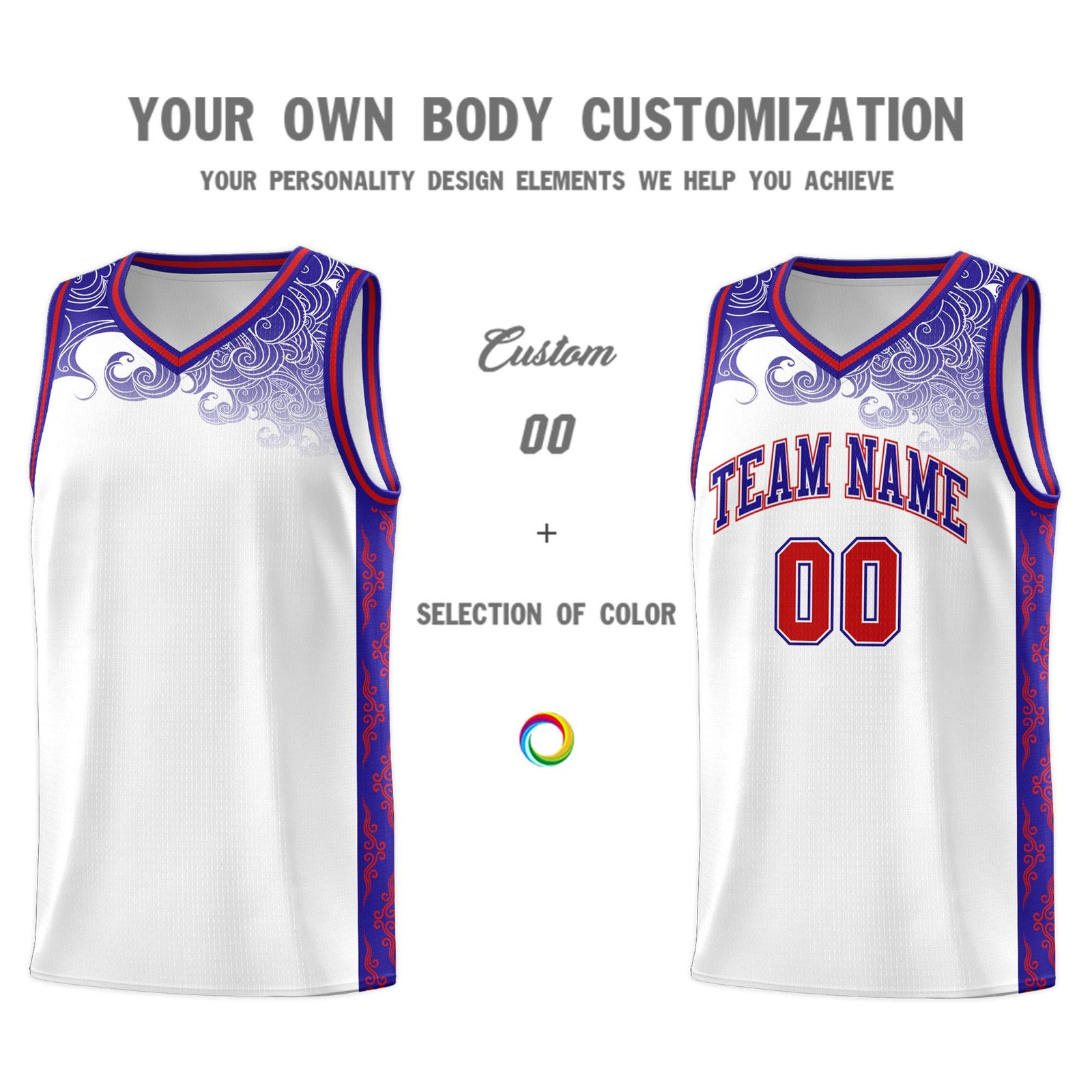 Custom White Personalized Cloud Pattern Sports Sets Uniform Basketball Jersey