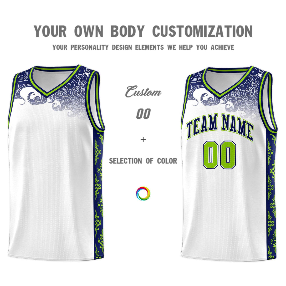 Custom White Personalized Cloud Pattern Sports Sets Uniform Basketball Jersey