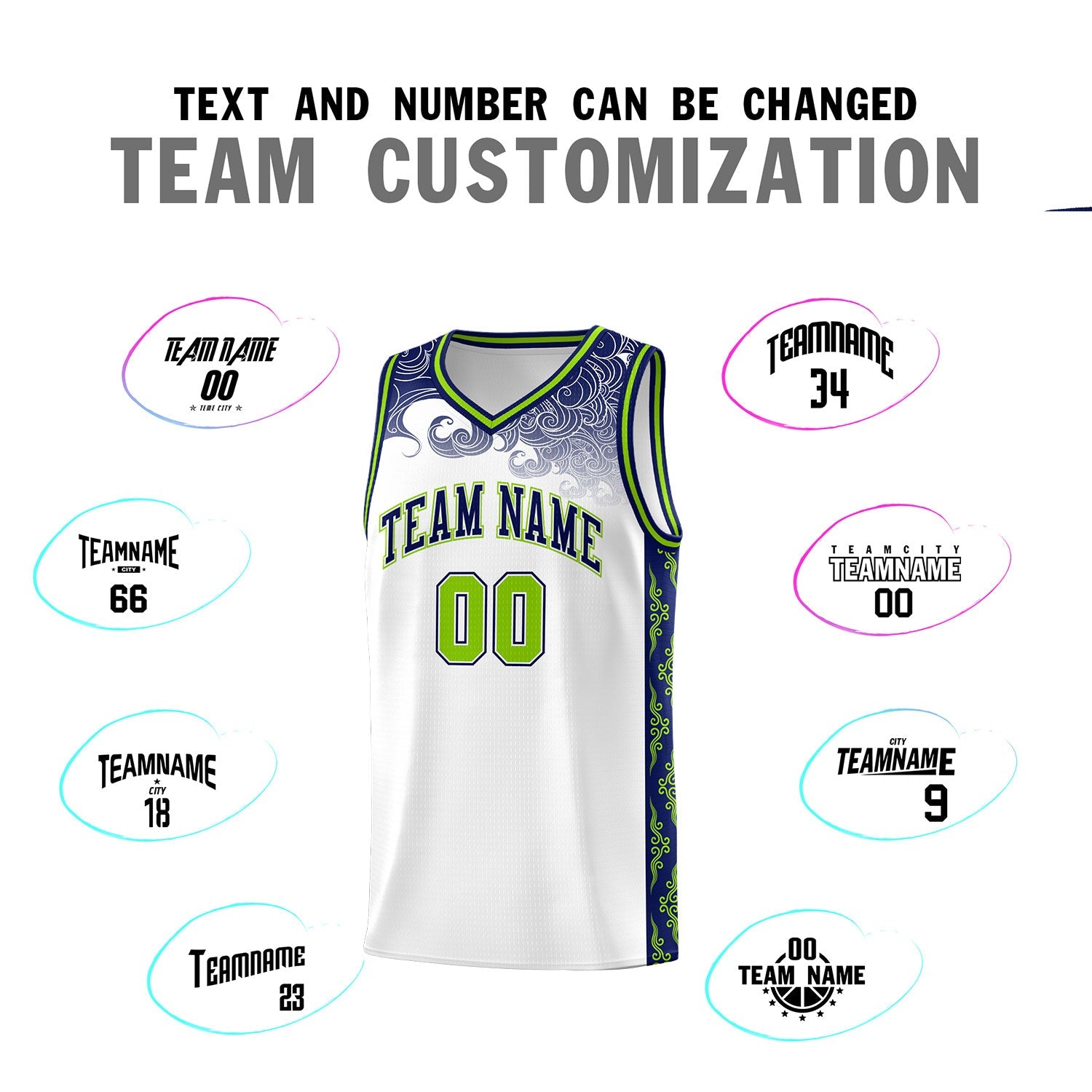 Custom White Personalized Cloud Pattern Sports Sets Uniform Basketball Jersey