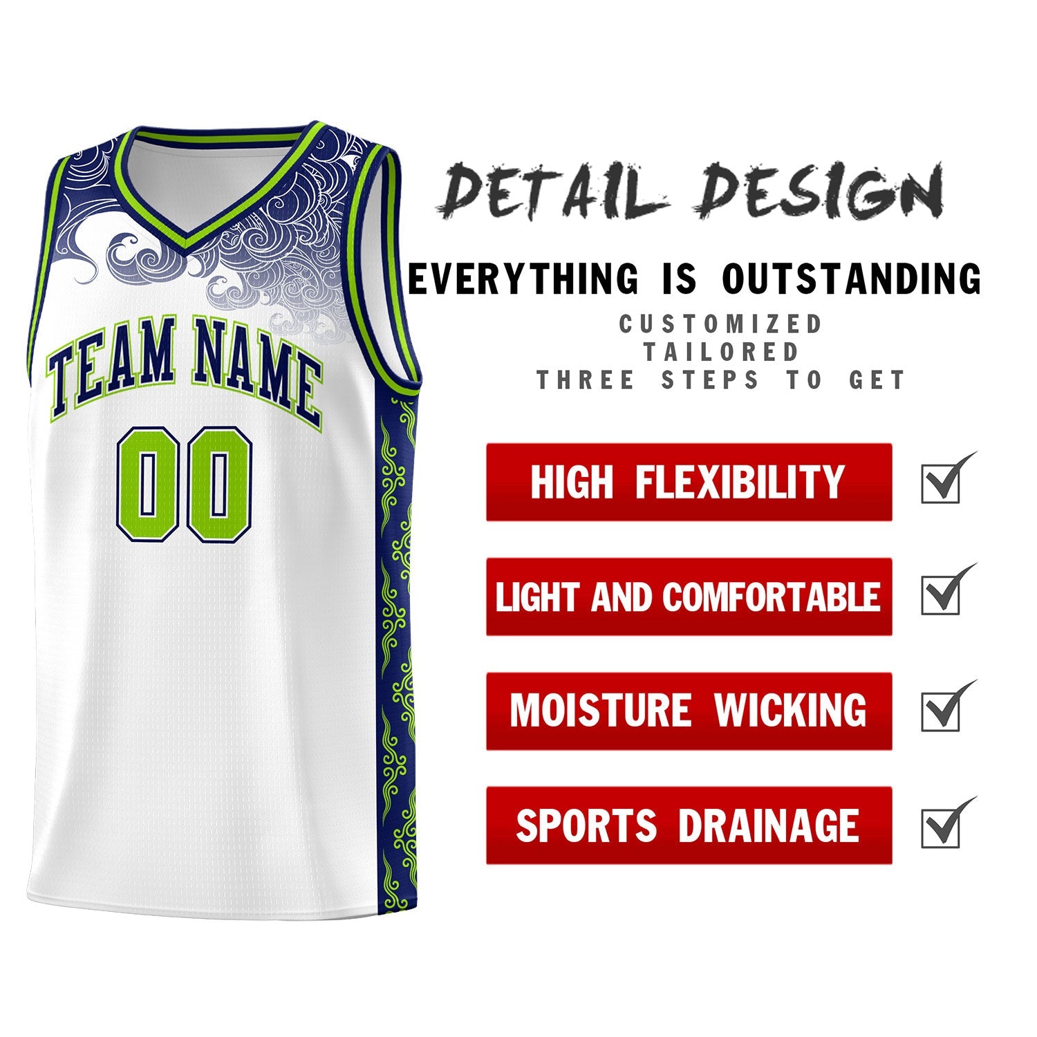 Custom White Personalized Cloud Pattern Sports Sets Uniform Basketball Jersey
