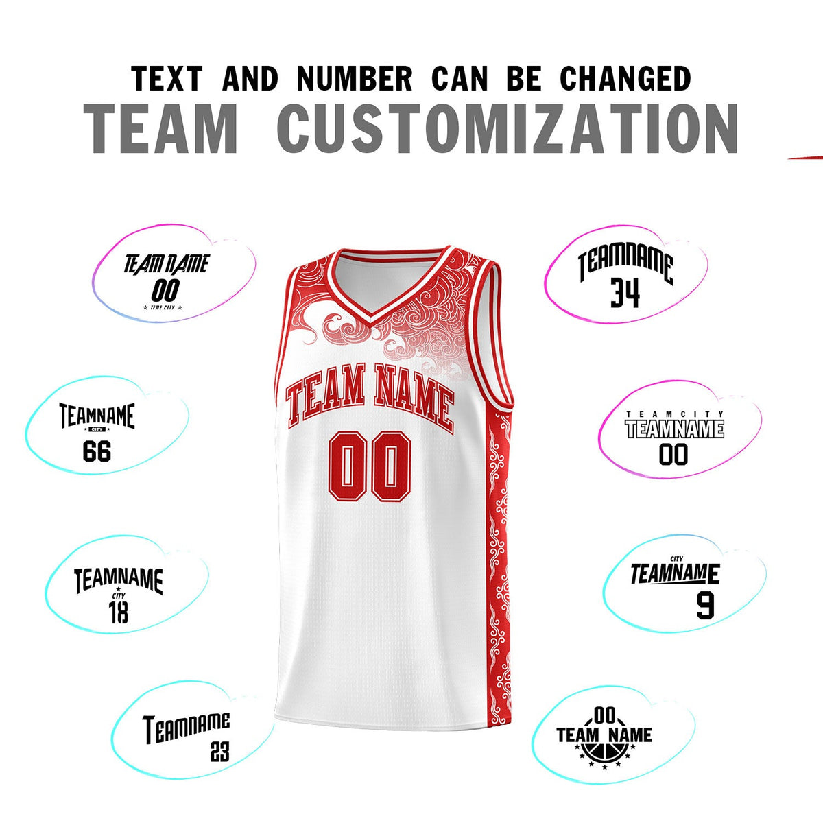 Custom White Personalized Cloud Pattern Sports Sets Uniform Basketball Jersey