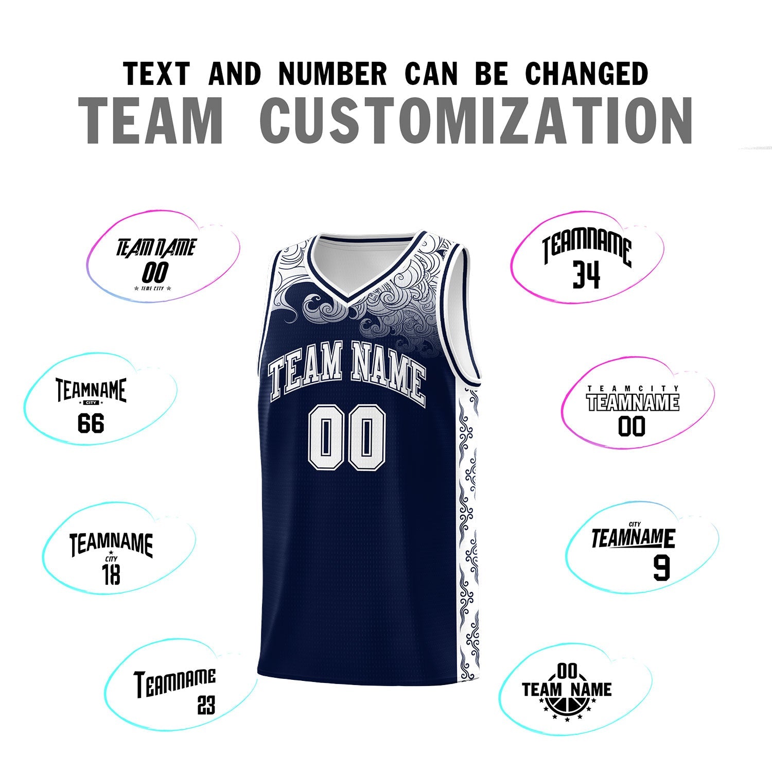 Custom Navy Personalized Cloud Pattern Sports Sets Uniform Basketball Jersey