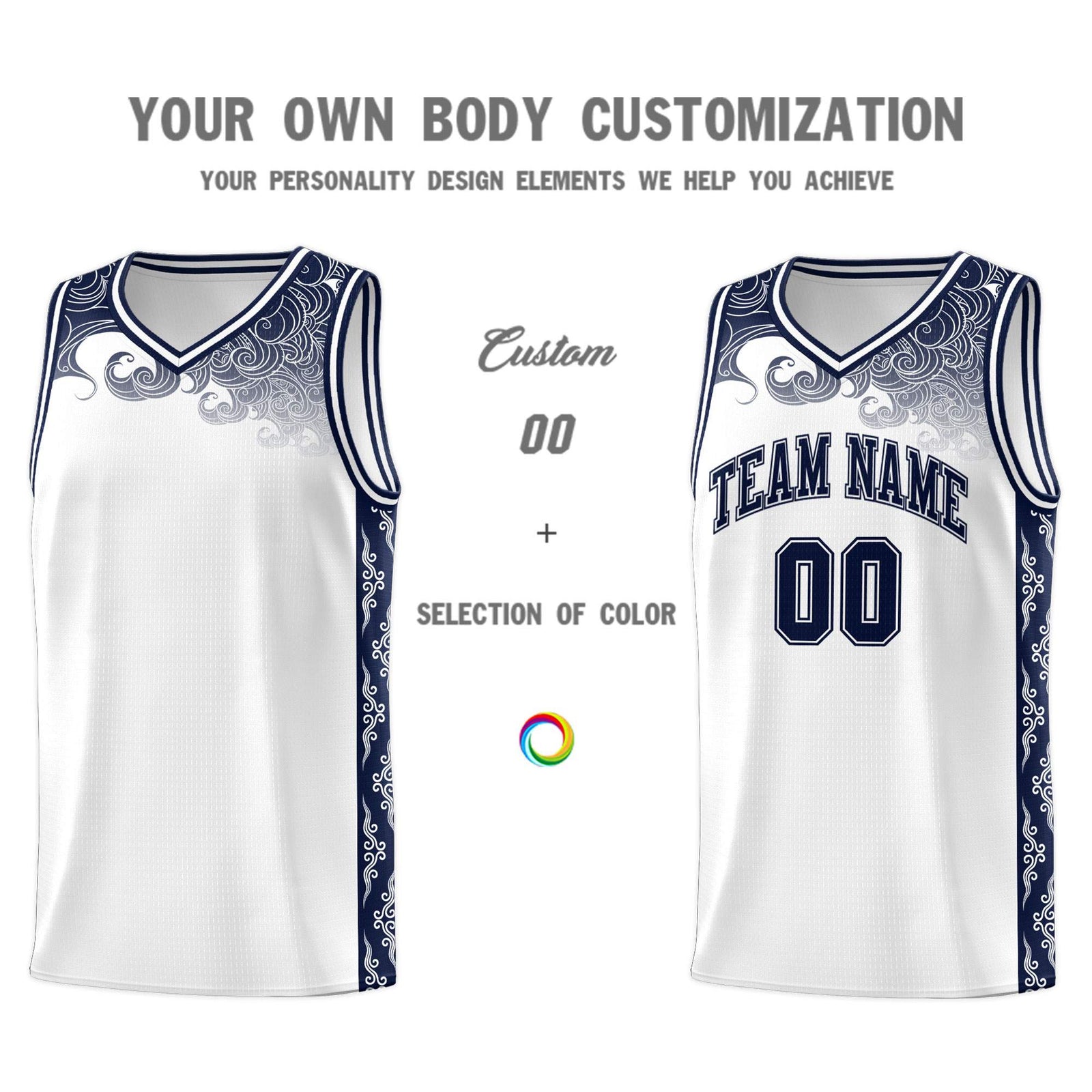 Custom White Personalized Cloud Pattern Sports Sets Uniform Basketball Jersey