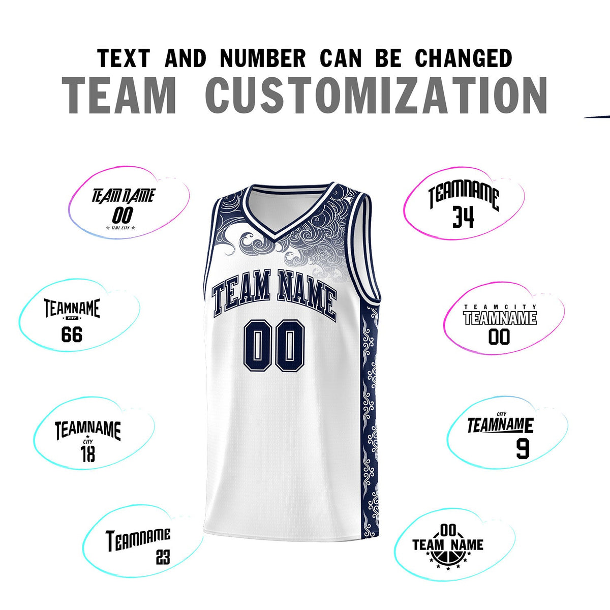 Custom White Personalized Cloud Pattern Sports Sets Uniform Basketball Jersey