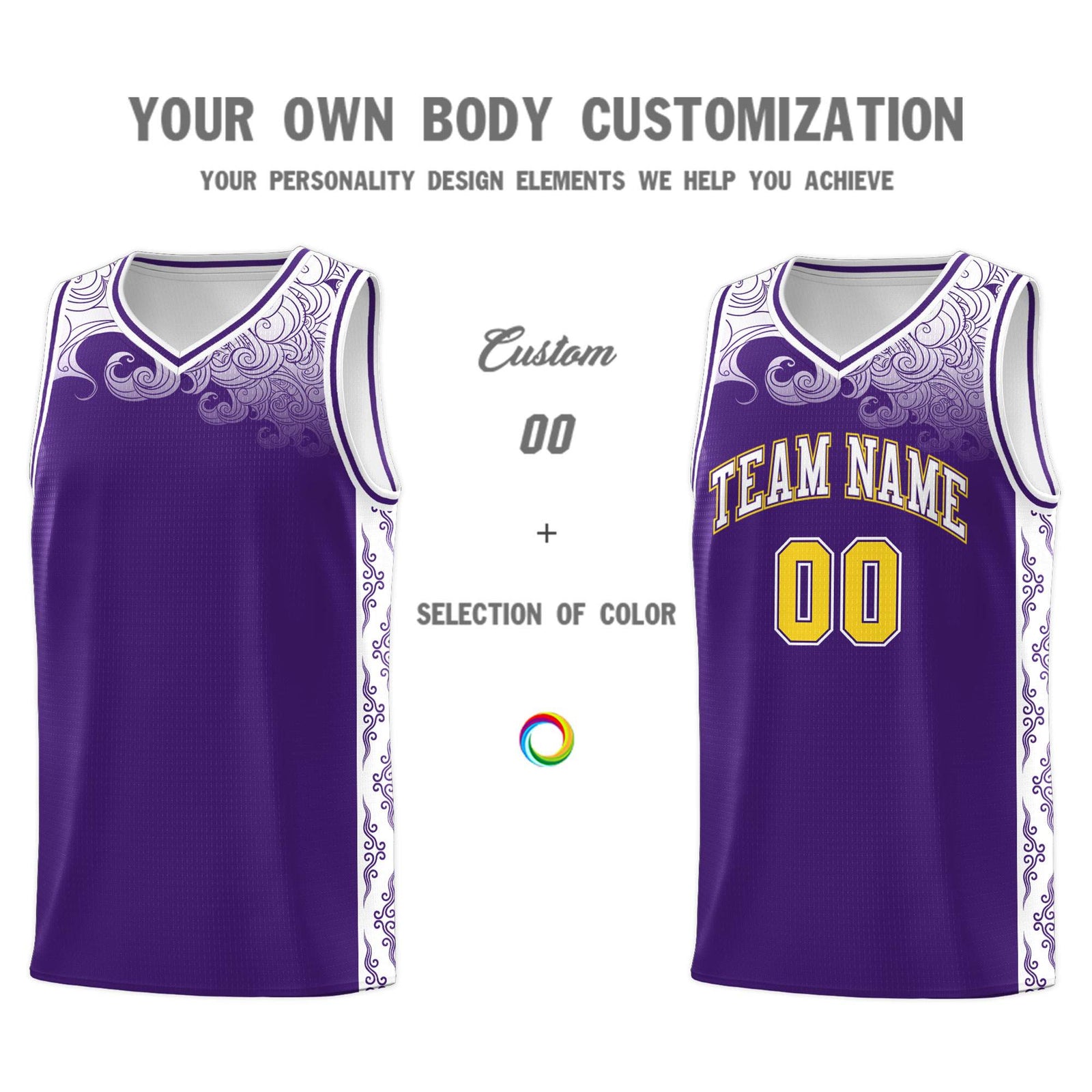 Custom Purple Personalized Cloud Pattern Sports Sets Uniform Basketball Jersey