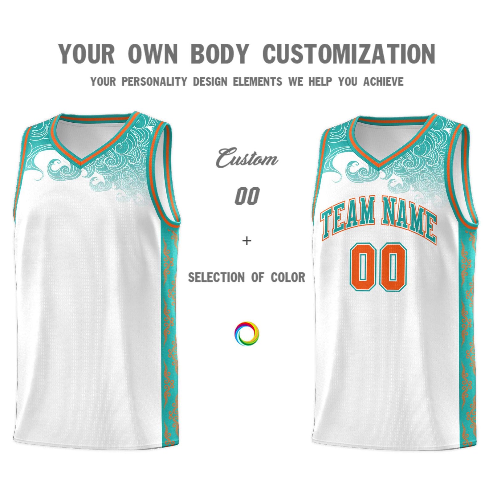 Custom White Personalized Cloud Pattern Sports Sets Uniform Basketball Jersey