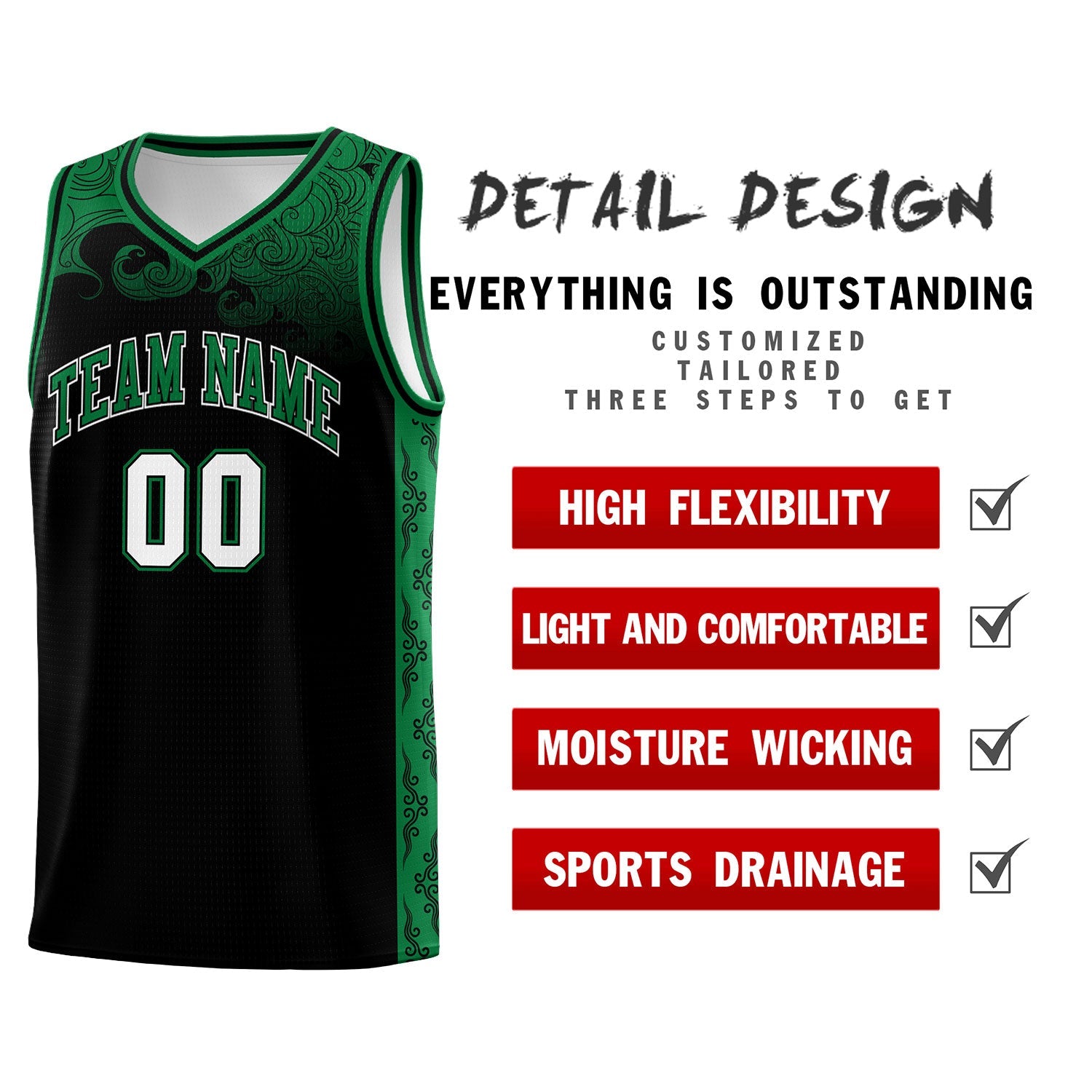 Custom Black Personalized Cloud Pattern Sports Sets Uniform Basketball Jersey