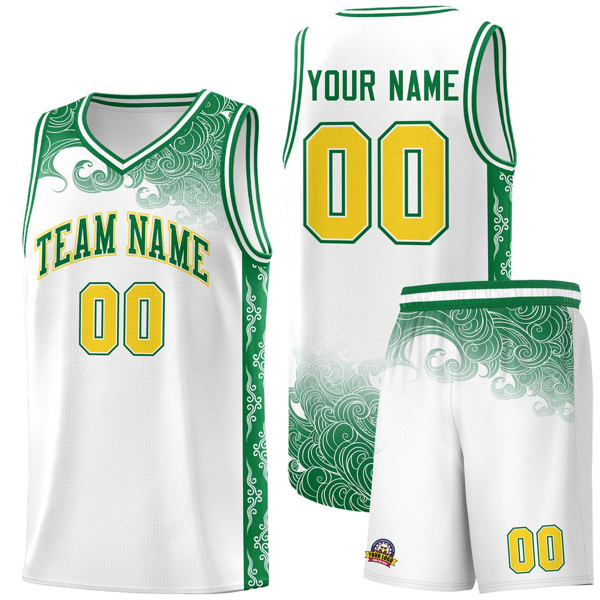 Custom White Personalized Cloud Pattern Sports Sets Uniform Basketball Jersey